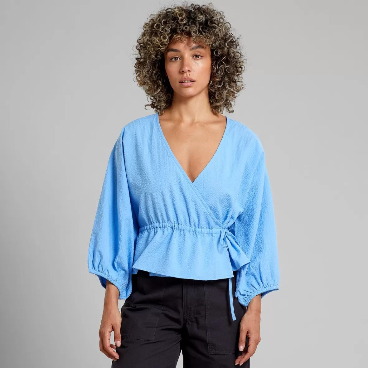 Tops | DEDICATED Wrap Top Rosenvik Della Blue